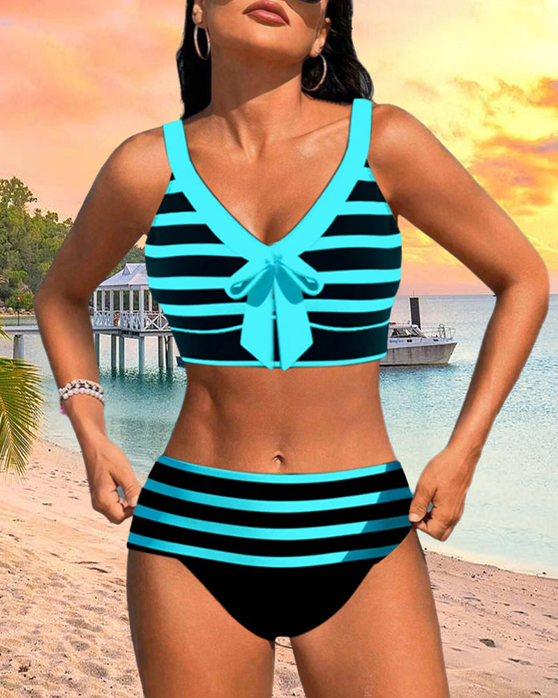 Martina™ | Bikini de rayas de cintura alta