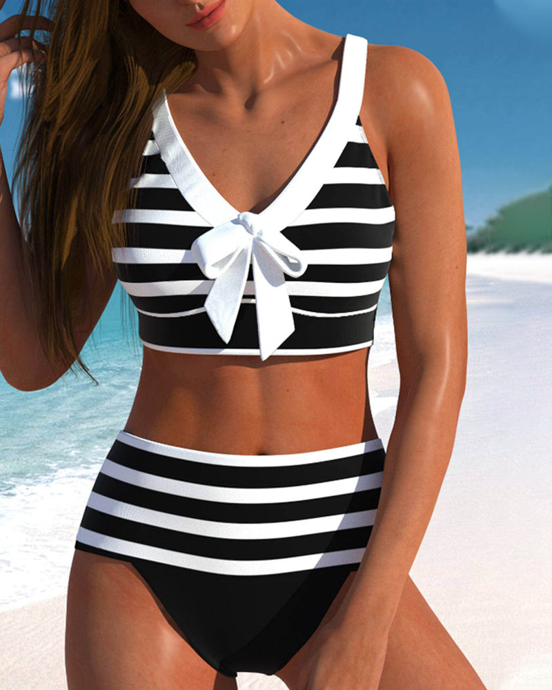 Martina™ | Bikini de rayas de cintura alta